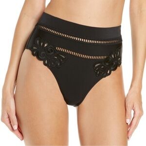 NWT River Island Resort high waisted bikini bottom with hole detail in Black